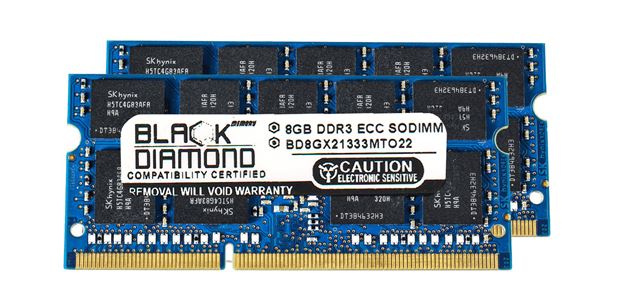 Picture of 16GB Kit (2x8GB) DDR3 1333 (PC3 10600) ECC SODIMM Memory 204-pin (2Rx8)