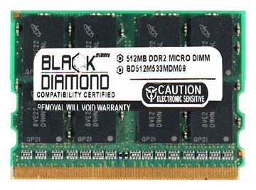 Picture of 512MB DDR2 533 (PC2-4200) Micro-Dimm Memory 172-pin (2Rx16)