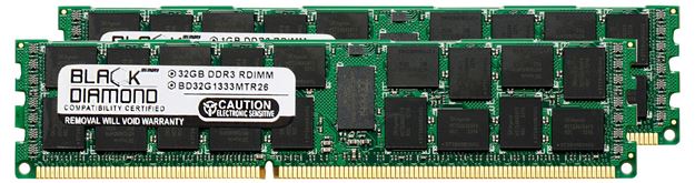 Picture of 64GB Kit (2x32GB) (4Rx4) DDR3 1333 (PC3-10600) ECC Registered Memory 240-pin