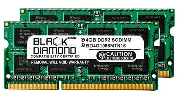 Picture of 8GB Kit(2x4GB) DDR3 1066 (PC3-8500) SODIMM Memory 204-pin (2Rx8)