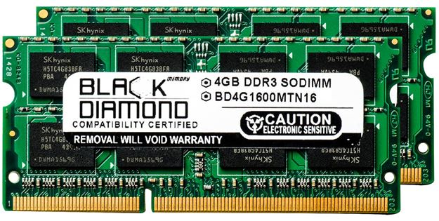 Picture of 8GB Kit(2x4GB) DDR3 1600 (PC3-12800) SODIMM Memory 204-pin (2Rx8)
